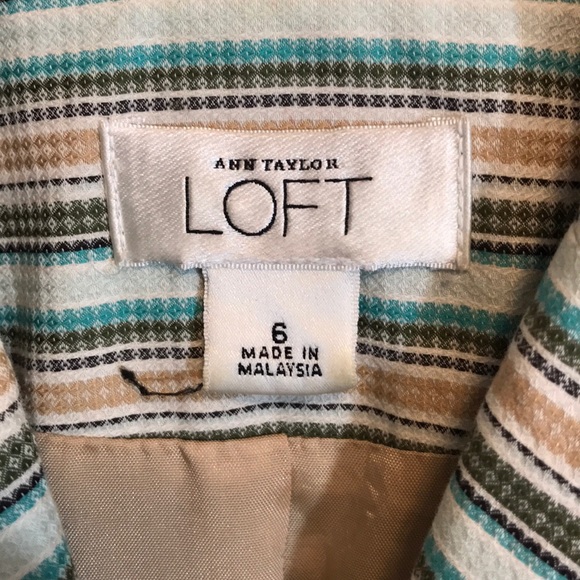 Loft 3 Button Cropped Striped Casual Blazer - Picture 5 of 6